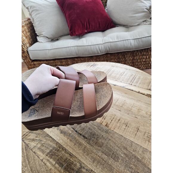 REEF Brown Cushion Vista Hi Platform Sandals Women's Size 8 - Picture 9 of 12